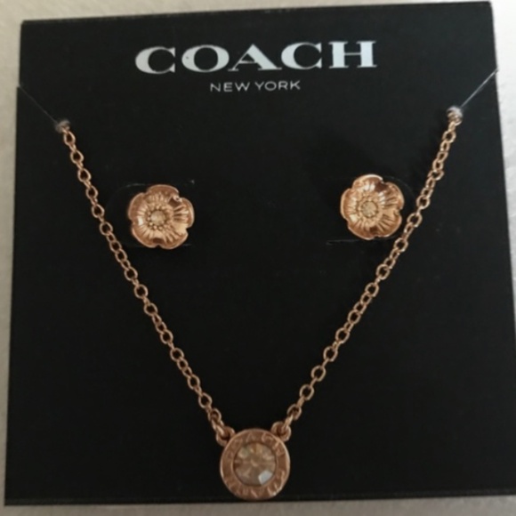 Coach Jewelry - Coach New York Rose Gold Tone Necklace and Earrings Set NWT